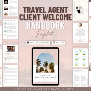 Travel Agent New Client Welcome Handbook, Travel Agent Template Canva