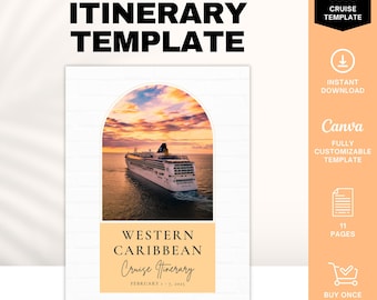 Cruise Vacation Itinerary Template A4, Travel Itinerary Template