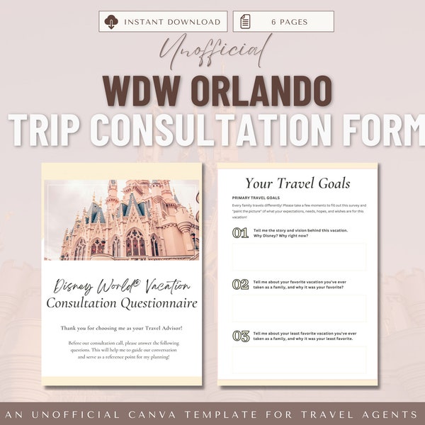 WDW Client Questionnaire, Travel Agent Forms