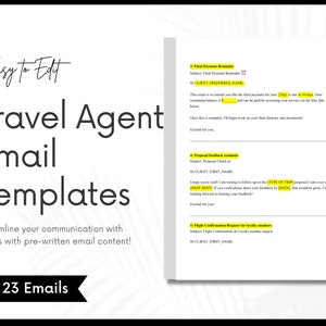 Travel Agent Email Templates, Travel Agent Printable