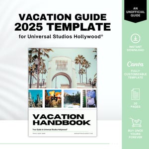 Guia de parques não oficial de 2025 para Universal HOLLYWOOD, modelo de agente de viagens