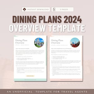 WDW Dining Plans 2024 Overview Template, Travel Agent Template