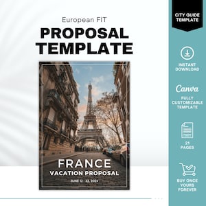France Vacation Proposal Template, Paris Travel Proposal, Travel Agent Europe Itinerary