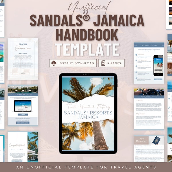 Sandals Jamaica Handbook Template, Travel Agent Template, Resort Guide