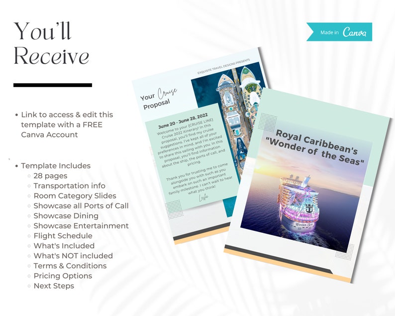 Travel Agent Cruise Proposal Template Cruise Itinerary Etsy