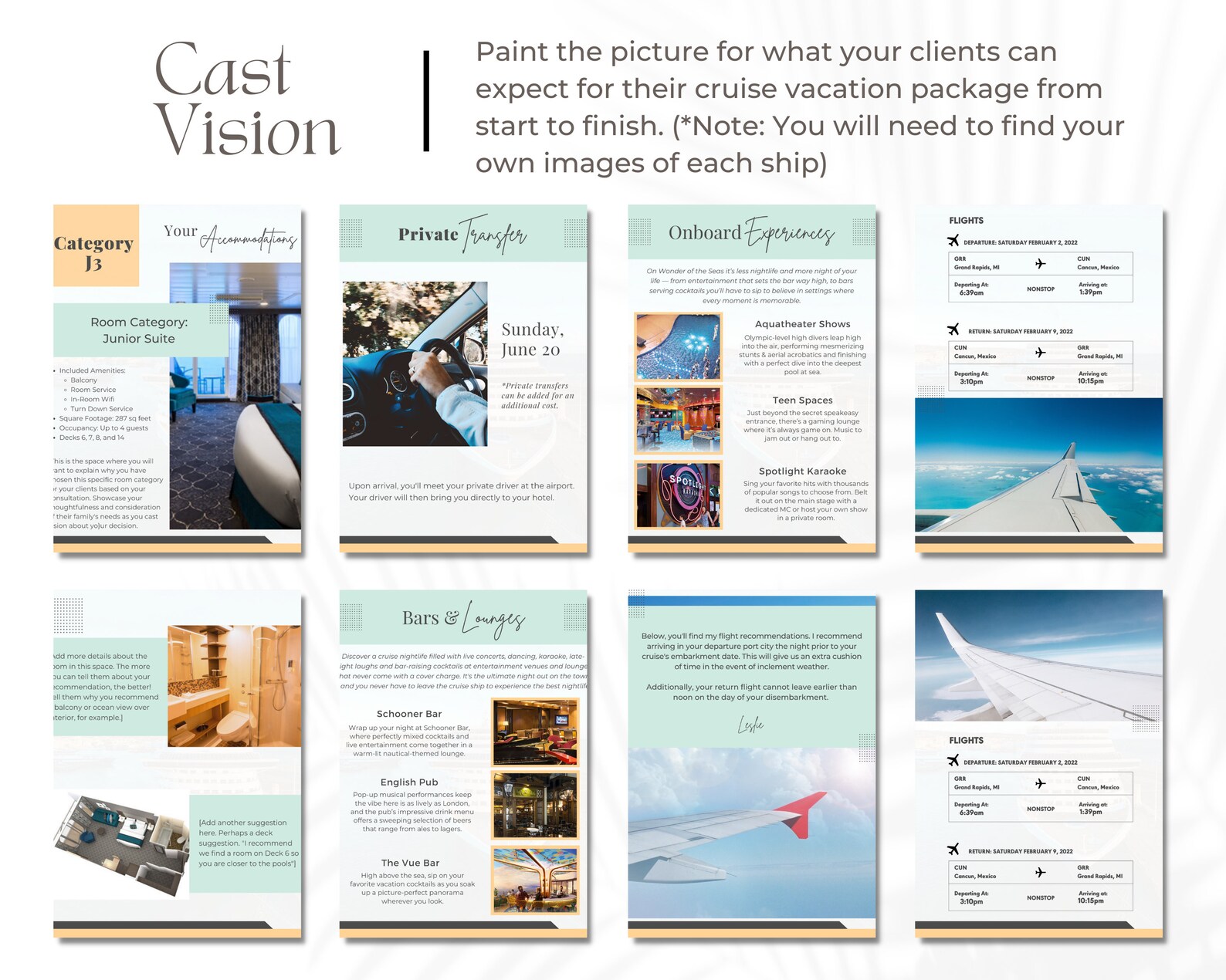 Travel Agent Cruise Proposal Template Cruise Itinerary Etsy