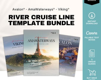 PACCHETTO di manuali per crociere fluviali, modelli Canva per agenti di viaggio, guide per parchi a tema