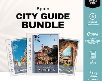 Spain City Guide Bundle, Travel Agent Template, Spain Travel Guides
