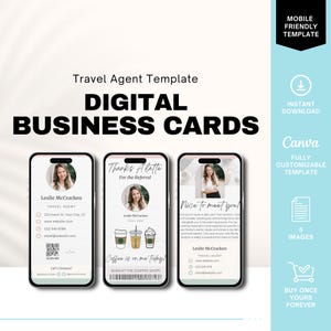Cartões de visita digitais para agentes de viagens, cartão de visita digital