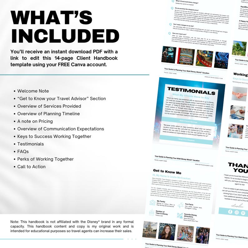 WDW Client Handbook Template for Travel Agents, Client Onboarding - Etsy