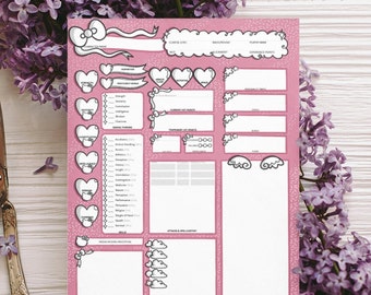 Pink Kitty D&D Character Sheet – Printable 5e PDF