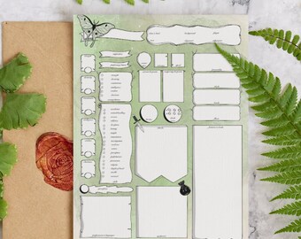 Green Moth D&D Character Sheet – Printable PDF for 5e Players