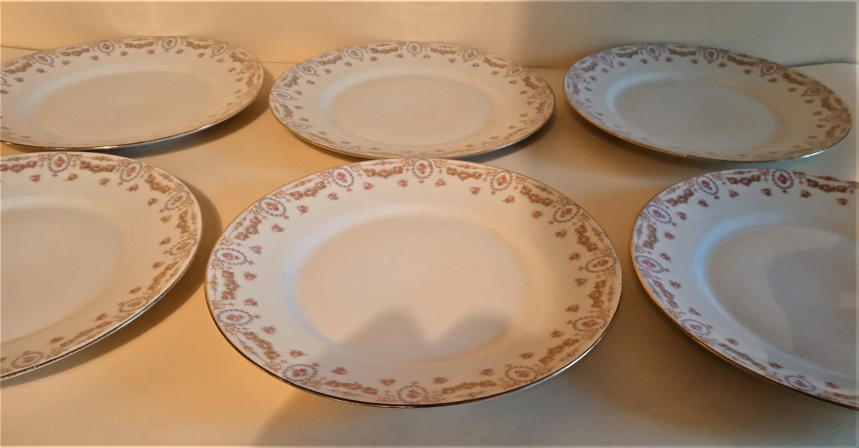 Série de Six Assiettes en Porcelaine Français U.c Limoges