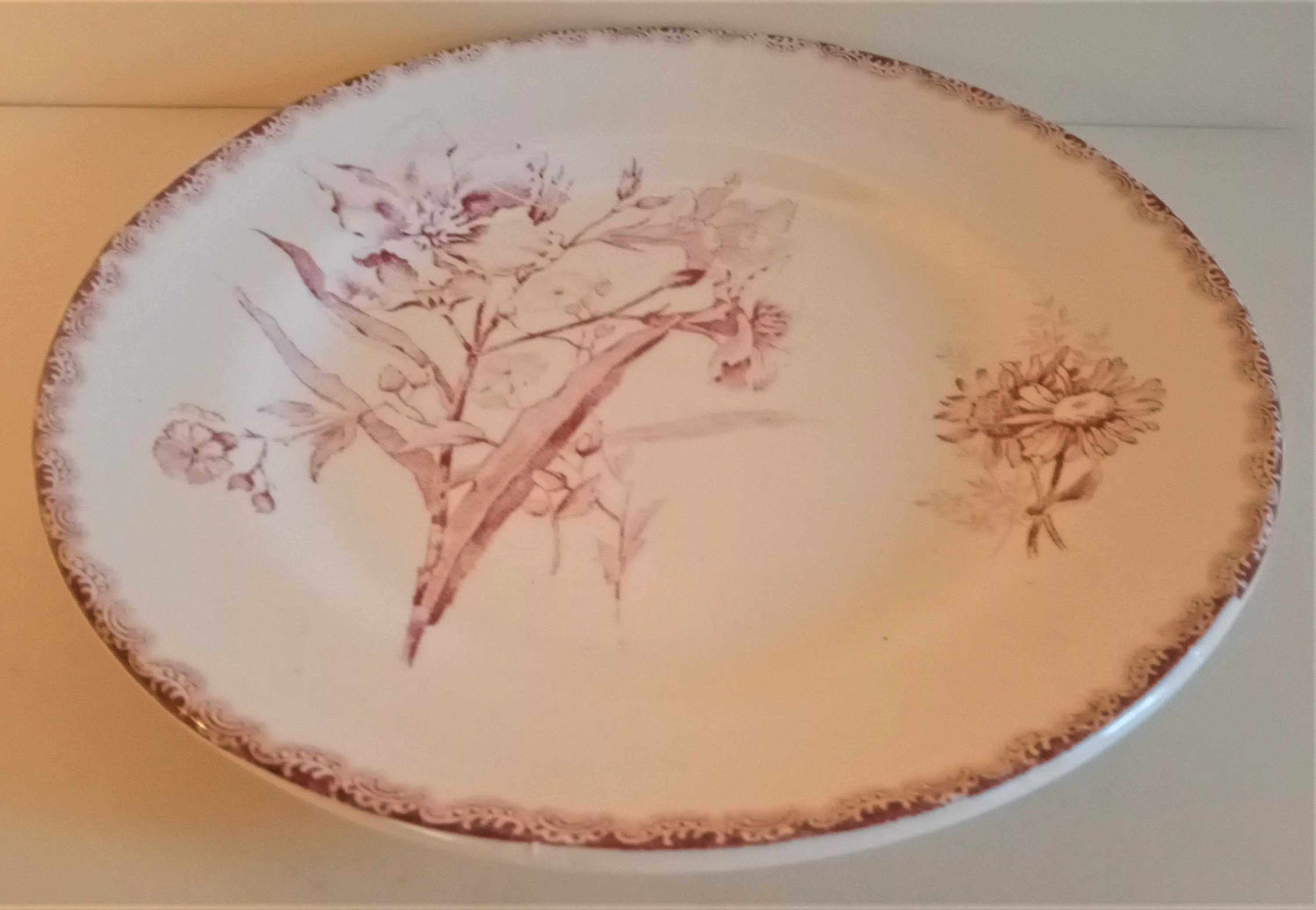 Assiette à Dessert en Majolique Rose, Décor Provençal Hb & Cie, Choisy-Le-Roi - 3