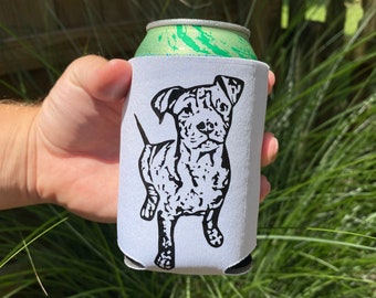 Custom Dog Cozies | Homemade Can Cooler | Personalized Unique Gift For Pet Lover | Sketch of Puppy or Cat Photograph | Using Dog Photo