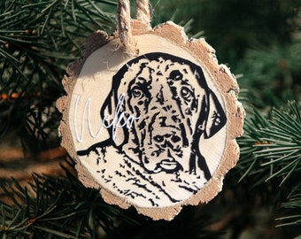 Custom Dog Portrait Ornament | Homemade On Wood Round | Personalized Unique Gift For Dog Lover | Sketch of Dog Photograph | Using Dog Photo