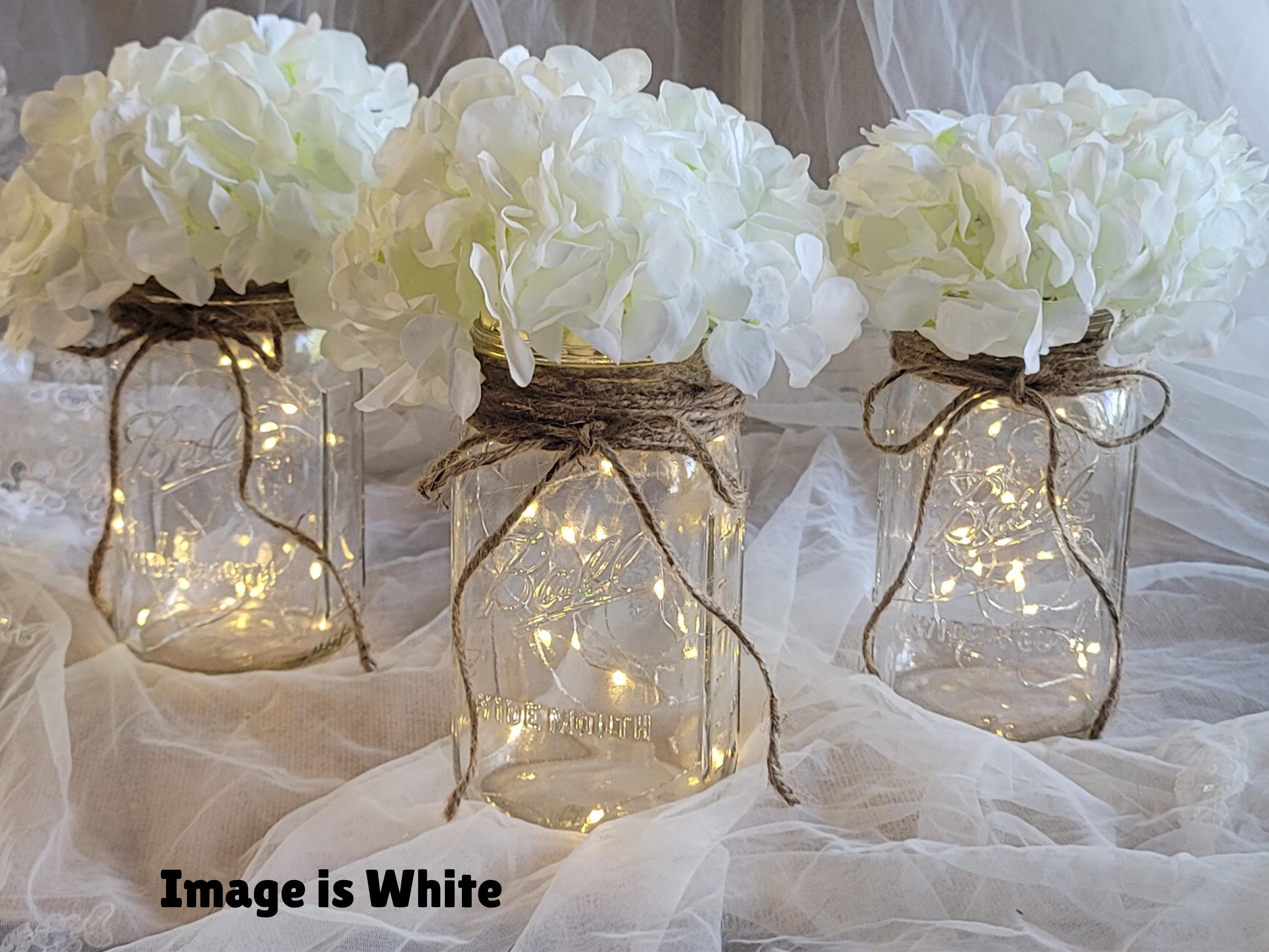 Sets of Lighted Mason Jar Centerpieces, Wedding Centerpieces, Event Centerpieces, Mason jars with lights, Wedding Décor, Farmhouse Wedding