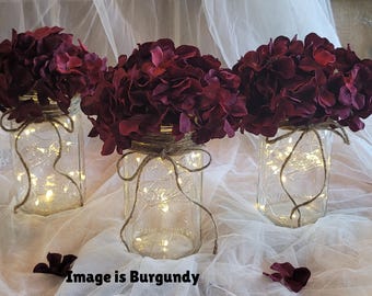 Sets of Lighted Mason Jar Centerpieces, Wedding Centerpieces, Event Centerpieces, Mason jars with lights, Wedding Décor, Farmhouse Wedding