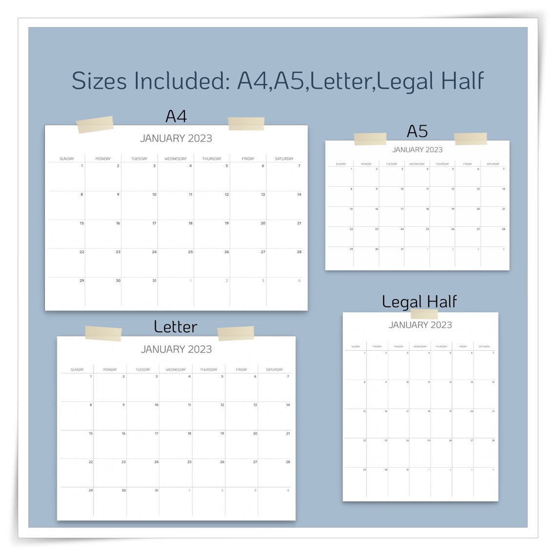 Printable Calendar 2022 2023 2024 2025 Monthly Planner - Etsy Canada