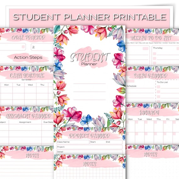 Student Planner Printable Academic Planner 23pages Included - Etsy