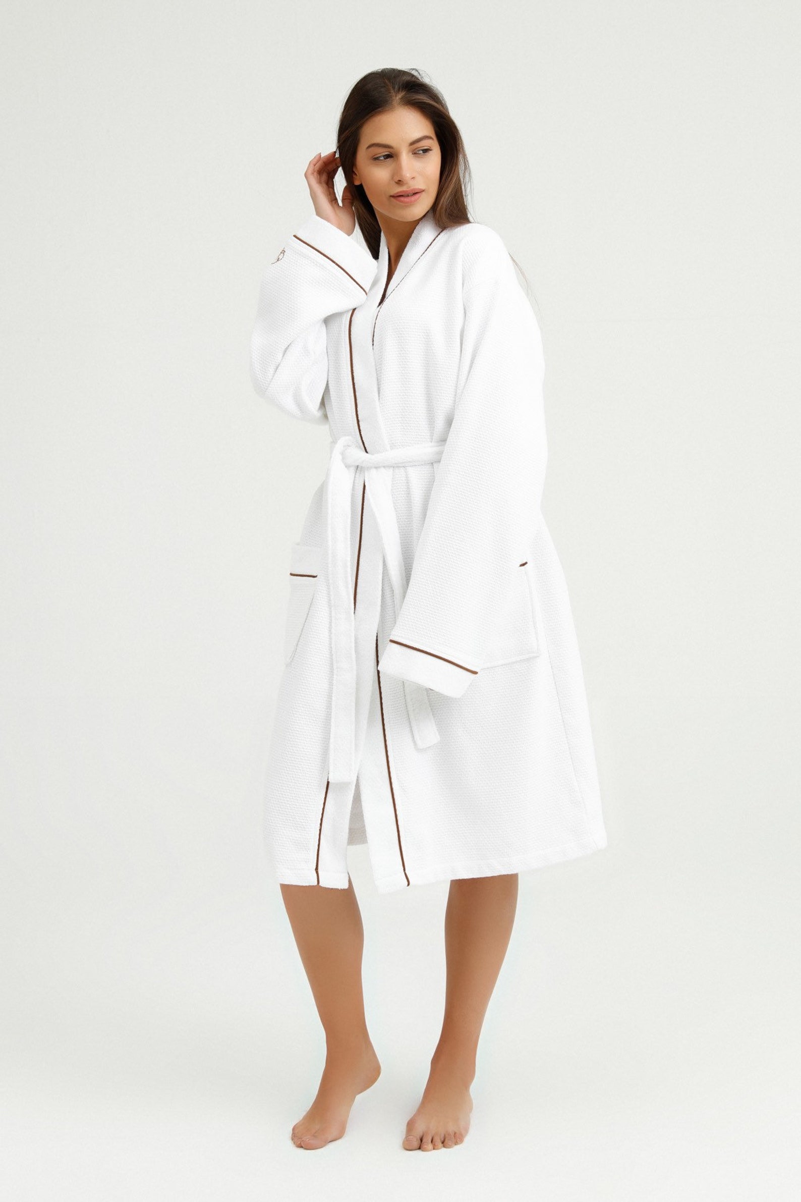 100 Turkish Cotton Unisex Robe Waffle White Natural Linen Etsy
