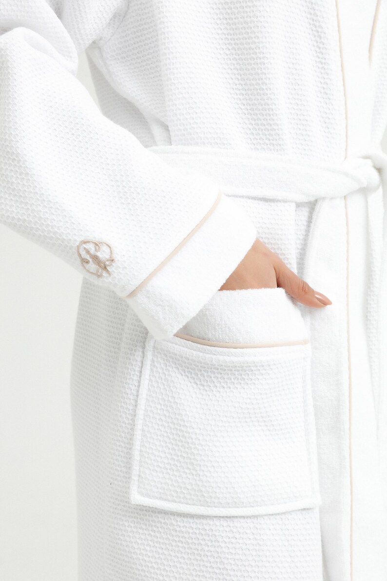 100 Turkish Cotton Waffle Bathrobe Natural Linen Robe White Etsy