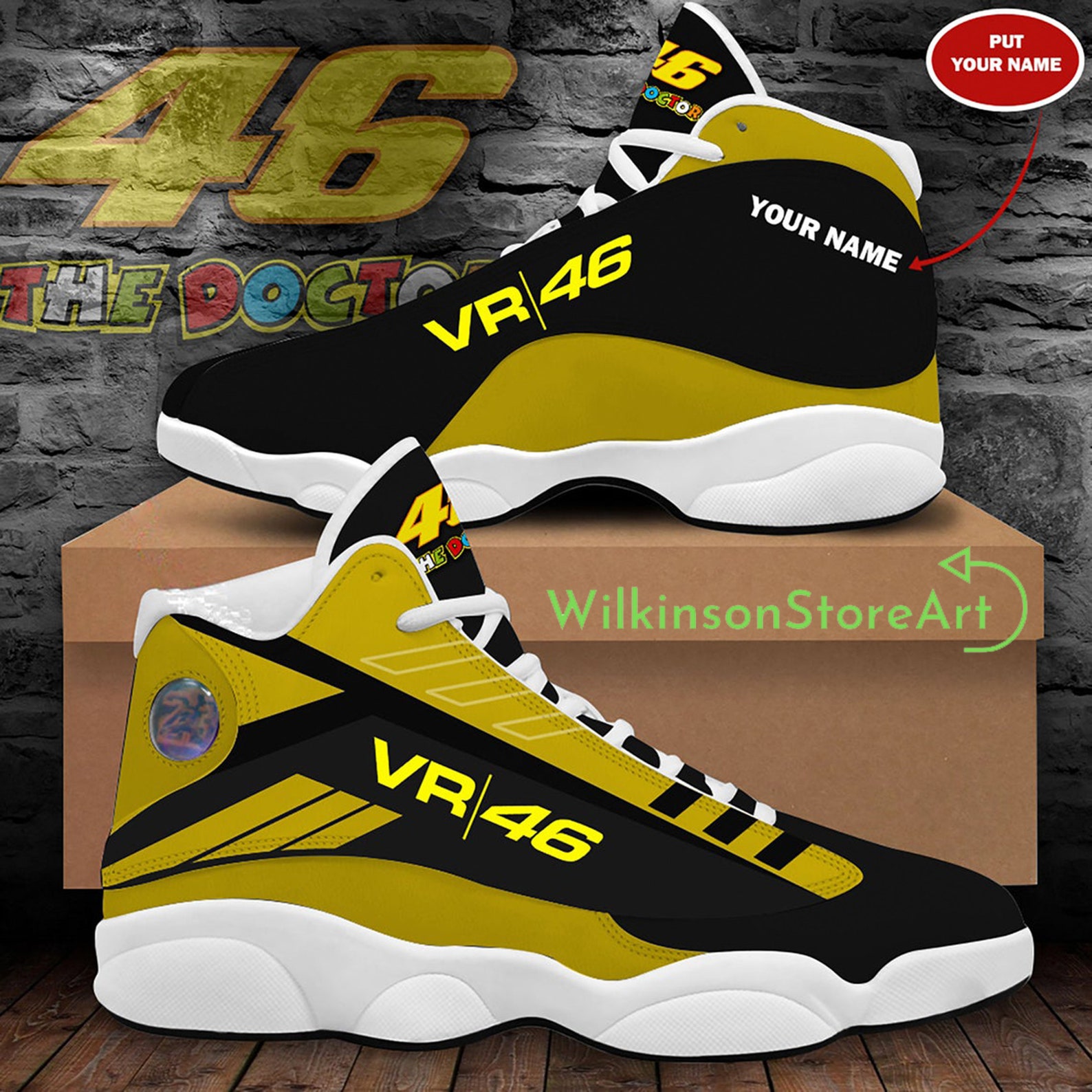 Valentino Rossi 2 Jordan 13 sport shoe 2021 custom name on | Etsy