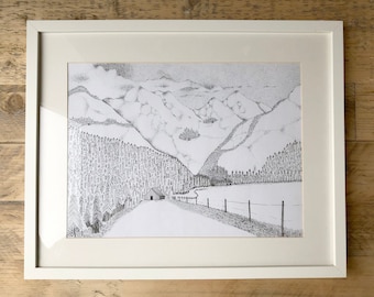 The Mountains and Me -  A3 Giclée print - Swiss Alps