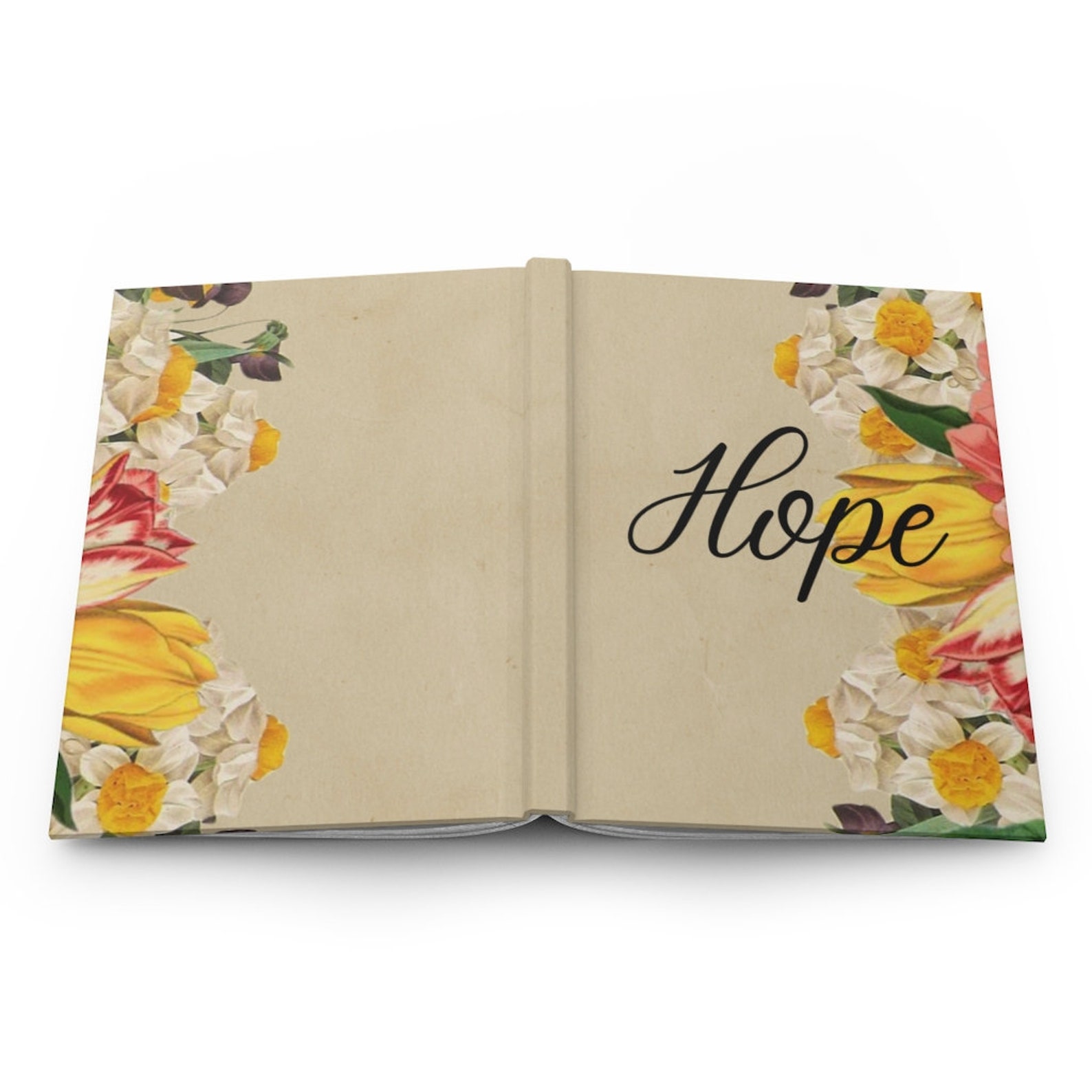 Hope Floral Hardcover Matte Journal Ruled Line Etsy