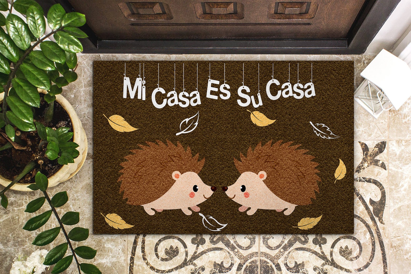 Mi Casa Es Su Casa Doormat Couple Hedgehog Home Mat Etsy