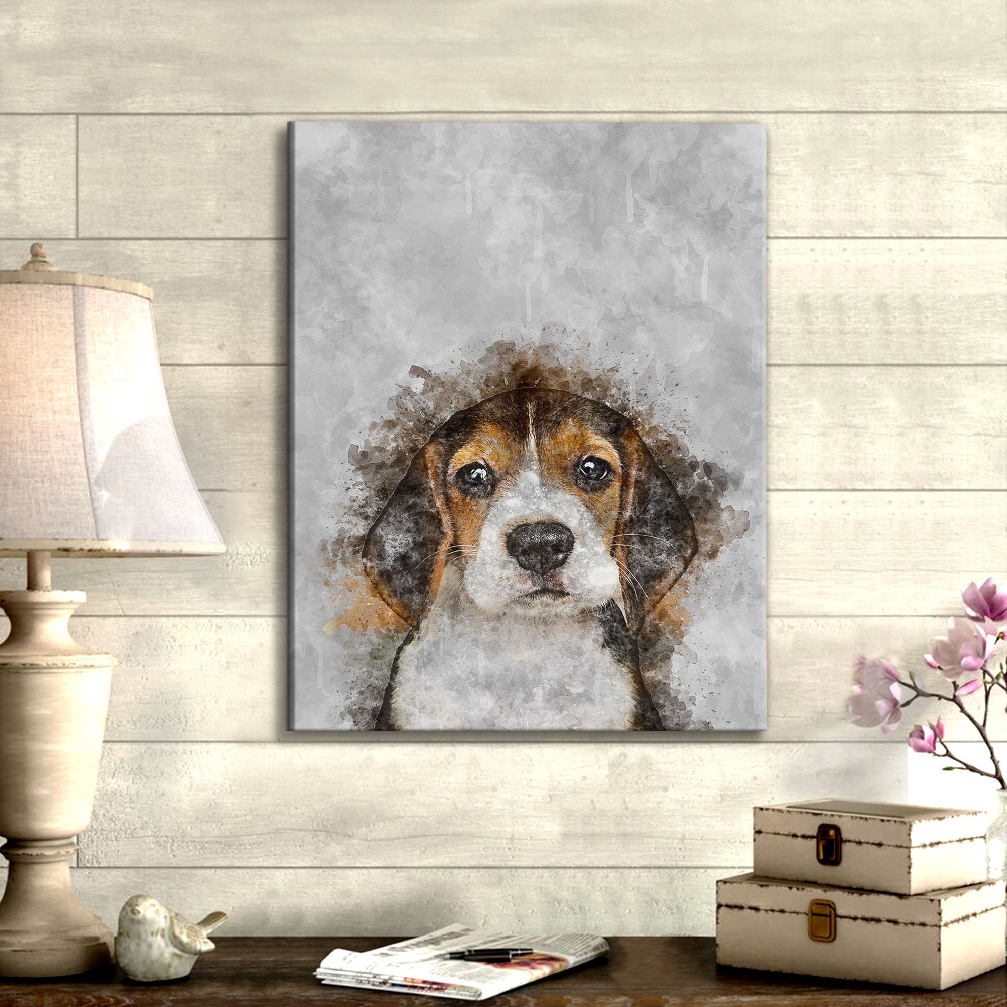 A Cute Baby Beagle Dog Canvas Wall Art Cute Beagle Canvas Etsy