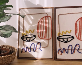 Hand Woven Tapestry: GOLA FRAMED WORK, Earth Tones Boho Wall Art with Eye Icon
