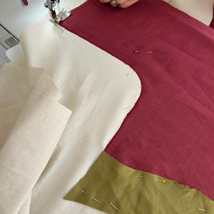 Patchwork Leinen Vorhang mit Blumenapplikation, Handgenähtes Kinderzimmer Dekor, Japanische Rose Noren Vorhang Bild 6