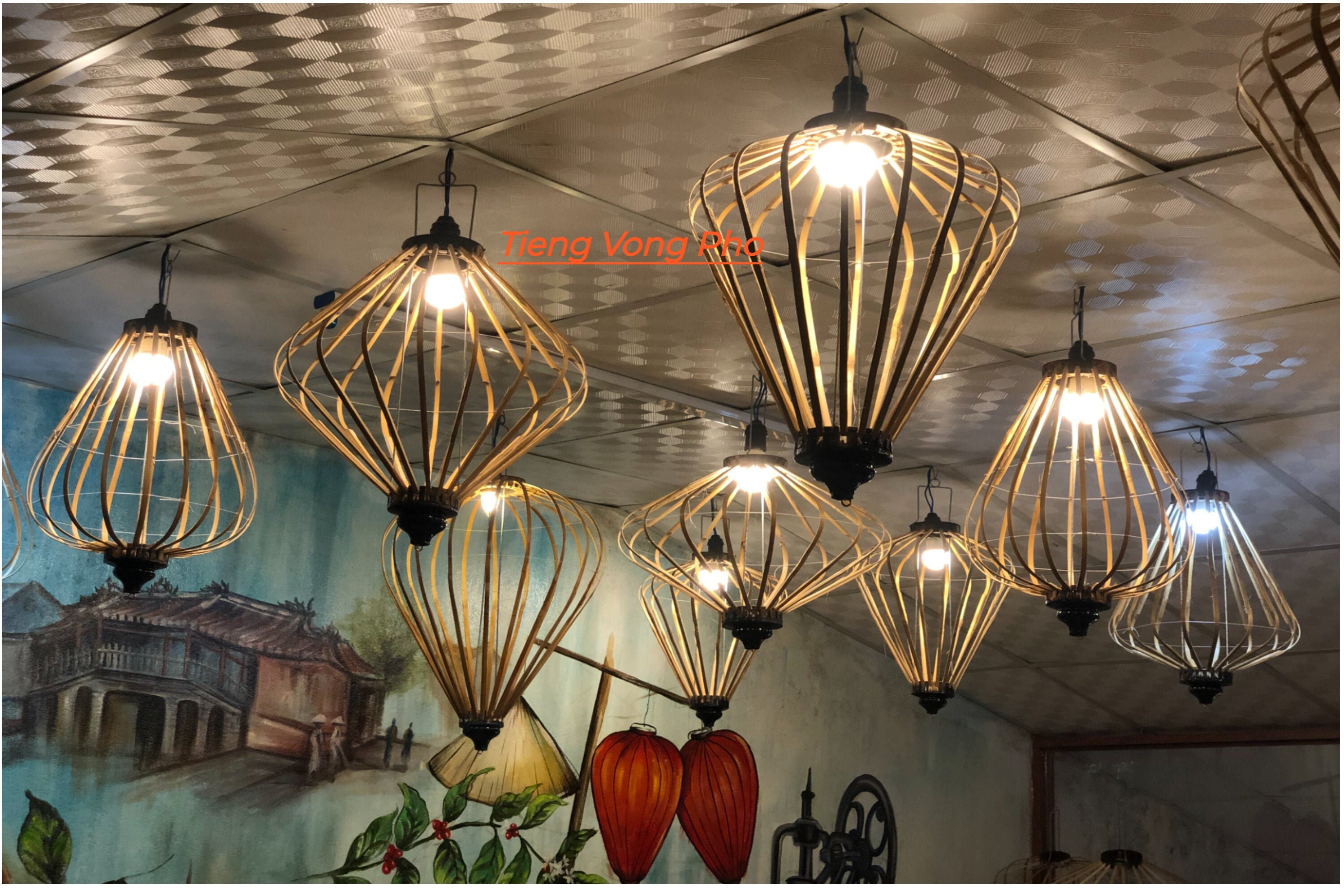 Set of 8 pcs of bamboo lanterns35cmColor of natureCeiling Etsy