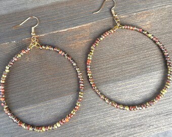 Handmade Beaded Hoop Earrnings