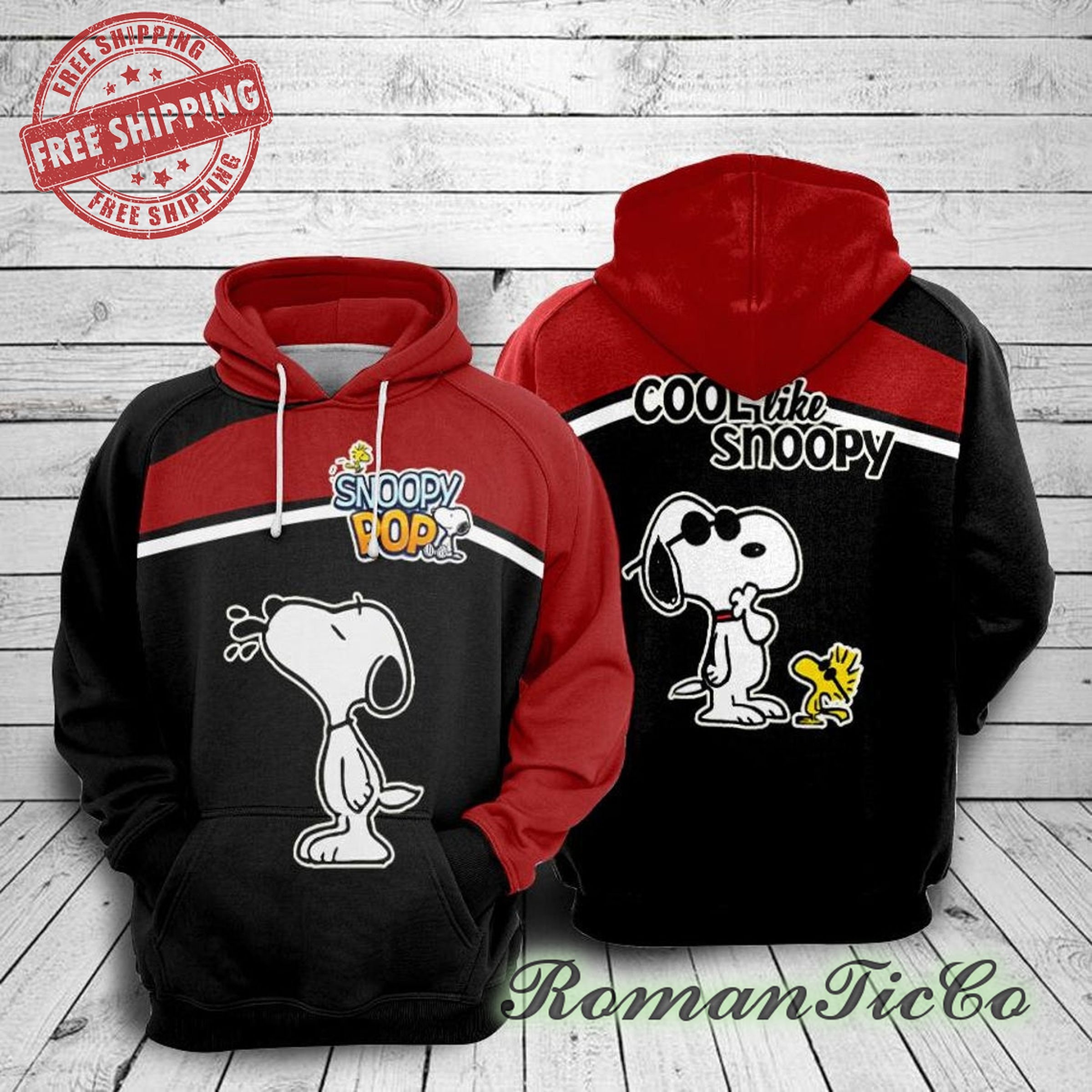 Snoopy Full Printing Hoodie Charlie Brown All Over Printed Etsy