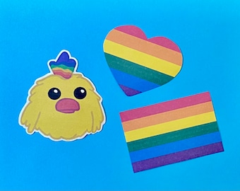 3pc lgbtq+ Baby chick sticker pack | lgbtq+ pride | rainbow | cute | matte paper sticker