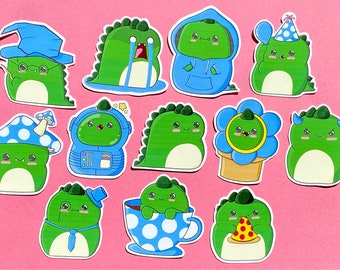 12pcs Custom Cute Dino Stickers