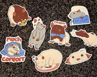 Adorable Rat Stickers 8pcs