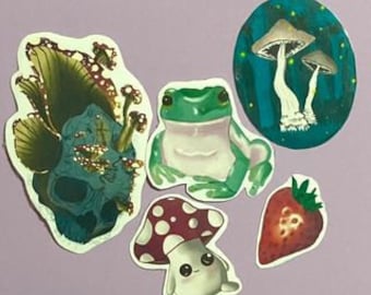 Cottagecore sticker 5 pack | mushroom | fantasy | decals|