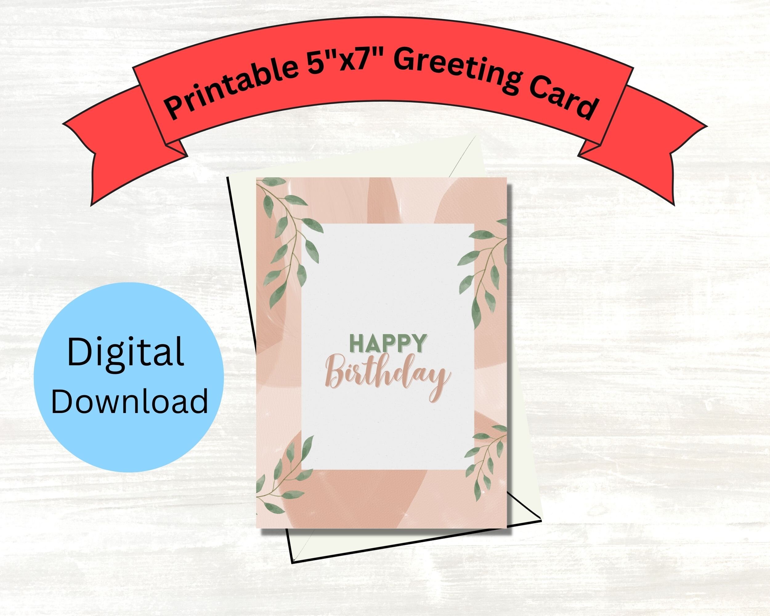 Greeting Card Happy Birthday Digital Printable Card Easy Etsy Greeting Card Happy Birthday Digital Printable Card Easy Etsy