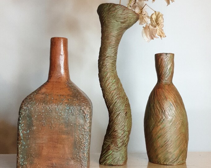Curved Vase Tall Organic Shape Vase Rustic Vase Hand Etsy.de