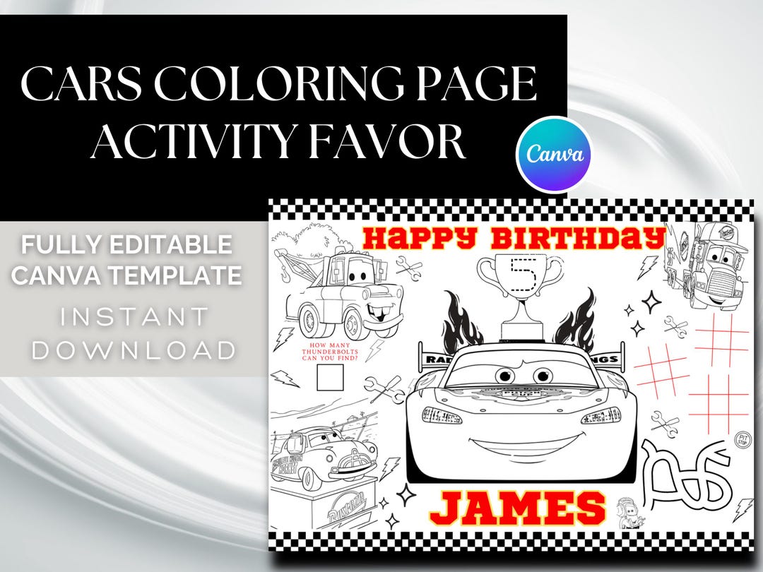 Cars Birthday Coloring Page | Lightning Mcqueen Birthday |coloring Page ...