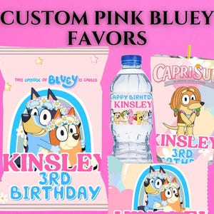 Editable BLUEY Kids Birthday Party Chip Bag Label Template |Party Supplies and Favor | Canva