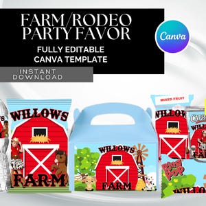 Rodeo Farm | Favor Bundle | Canva Edit | Chip Bags| Western Bundle for DIY | Cowgirl CowBoy | Digital File