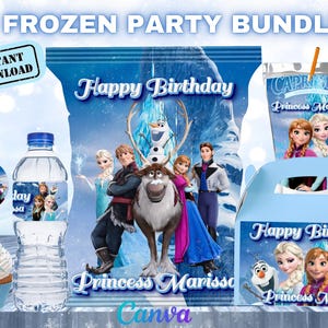 Frozen Party Favors | Editable Instant Download | Princess Party Favors | Chip Bags and more