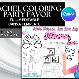 Ms Rachel Activity Sheet | Rachel Party Favor l Digital Canva | Coloring Sheet | Bubblegum party | DIY