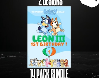 Plantilla editable de etiqueta para bolsa de papas fritas con diseño de perro azul / niño / artículos y recuerdos para fiestas / Canva / DIY / Libro para colorear / Capri Sun /