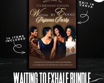 Waiting to Exhale Pajama Party Welcome Sign, Welcome Poster Board, Printable Girls Night Poster, Elegant Ladies Night, Editable Template