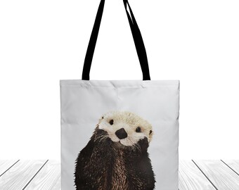 Otter Sweethearts Embroidered Canvas Field Bag
